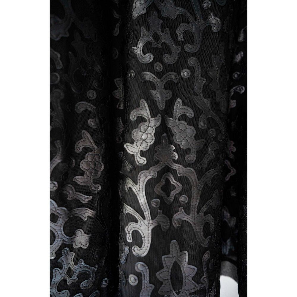 Analili "Leather" Laser Cut Out Detailed Edgy Black Tank Top Blouse L - Picture 6 of 12